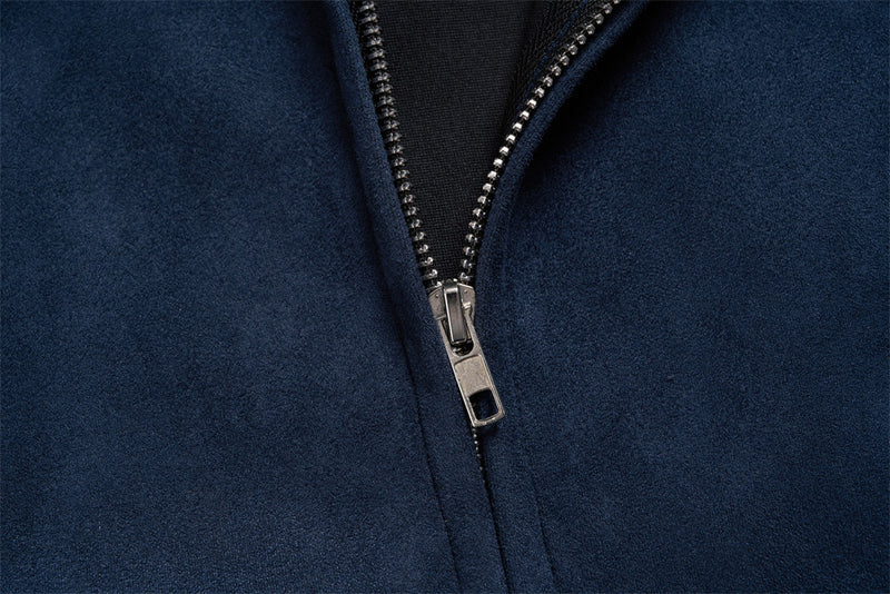 Zip-Up Hoodie with Star Sleeve Detail and Gothic Logo — Oversized Suede-Finish