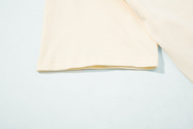 Cartoon Insect & Leaf Print Cotton T-Shirt