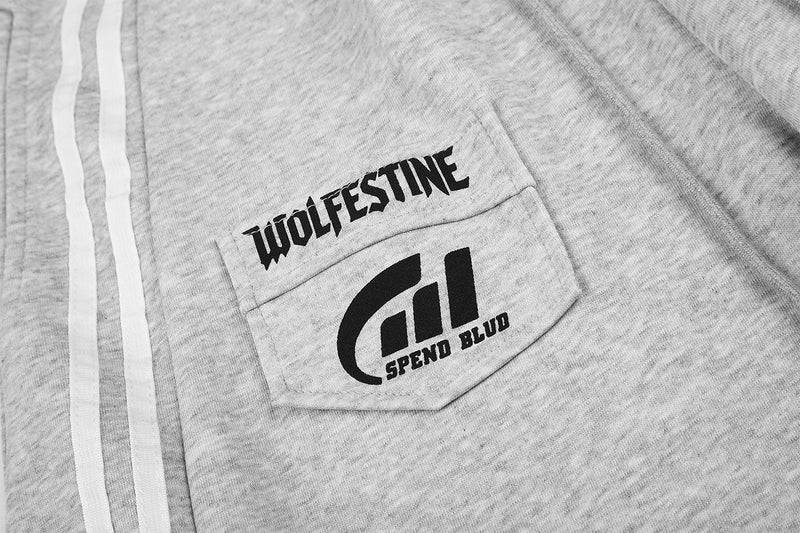 Streetwear-Jogginghose mit weitem Bein, Grafikprint & Seitenstreifen
