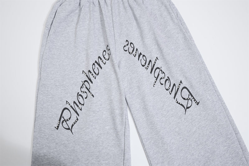 Pantalon de survêtement à jambes larges avec imprimé gothique – Pantalon molletonné baggy hip-hop