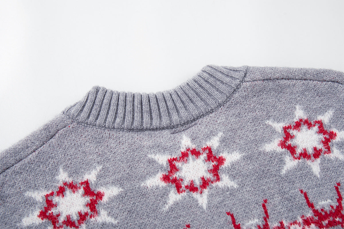 Fair Isle Jacquard Knit Cardigan Sweater – Vintage Christmas Pattern