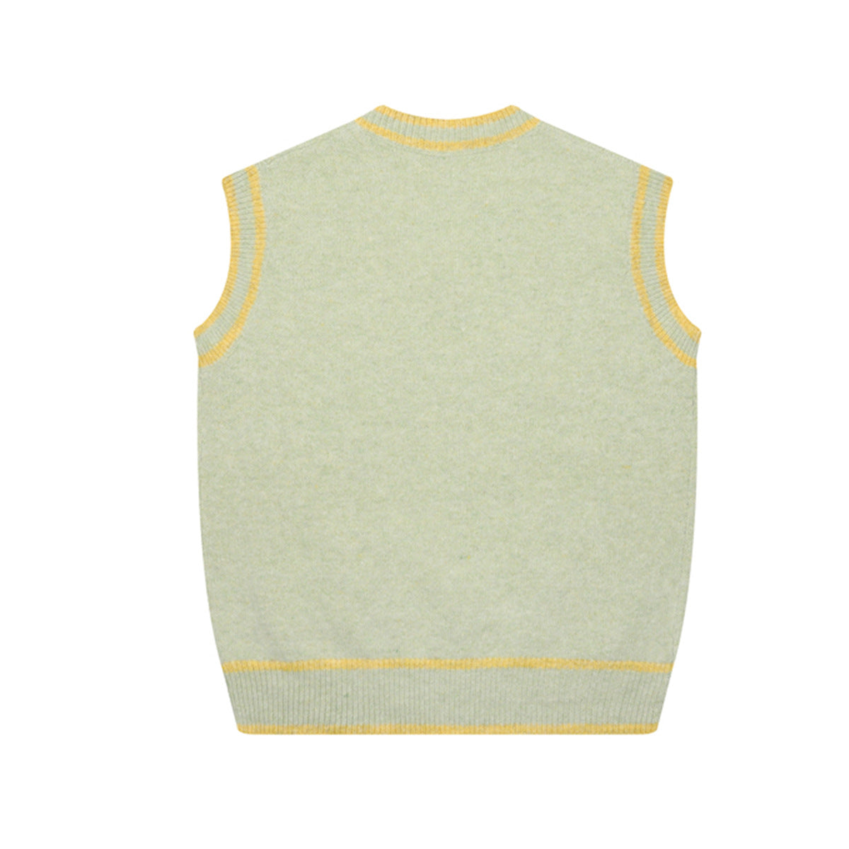V-Neck Knit Sweater Vest with Cute Puppy Picnic Embroidery