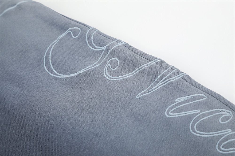 Wide-Leg Sweatpants with Cursive Script Print and Drawstring Hem