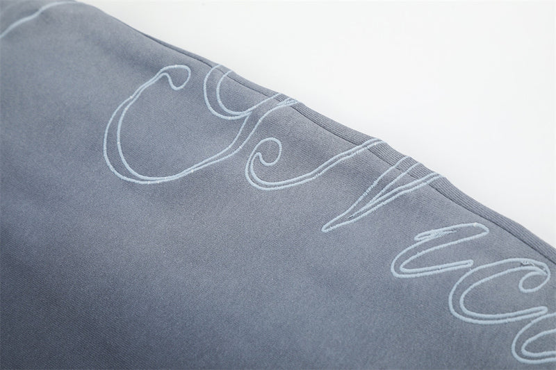 Wide-Leg Sweatpants with Cursive Script Print and Drawstring Hem