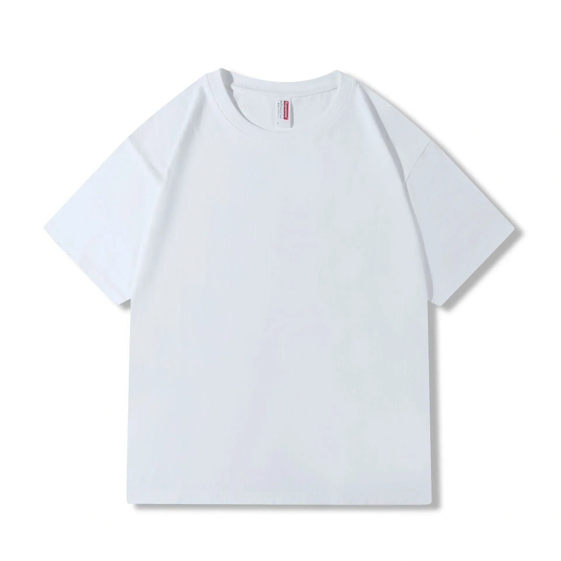Custom Anime Character White T-Shirt—230GSM 100% cotton short-sleeve tee, laid flat on a white background. Personalized design available.