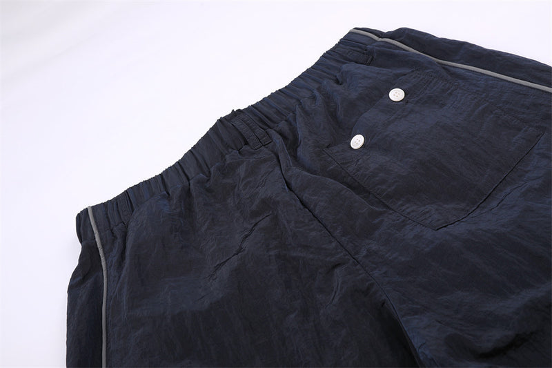 Wide-Leg Track Pants with Gold Side Stripe and Drawstring Waist