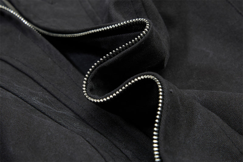 Men's Stand Collar Bomber Jacket with Sculptural Seam Detail