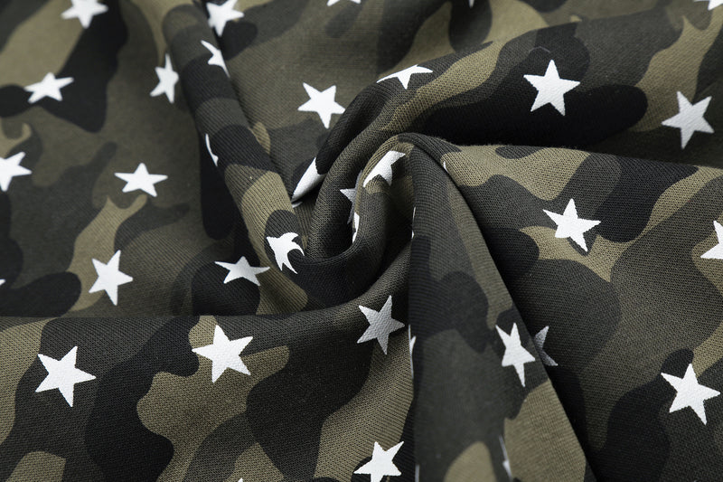 Camo Baggy Cargo Pants – Star Print Wide-Leg Parachute Trousers