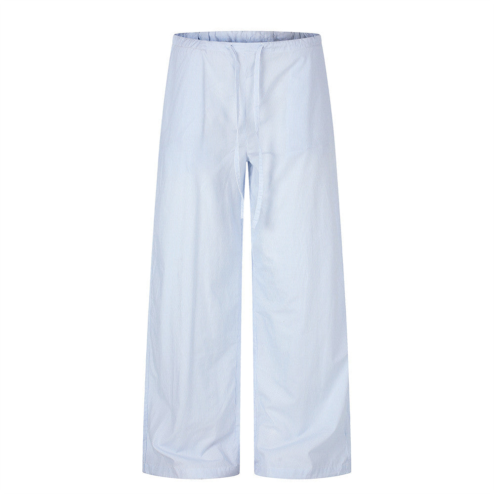 Wide-Leg Striped Trousers – Men's Relaxed Fit Straight-Cut Pants