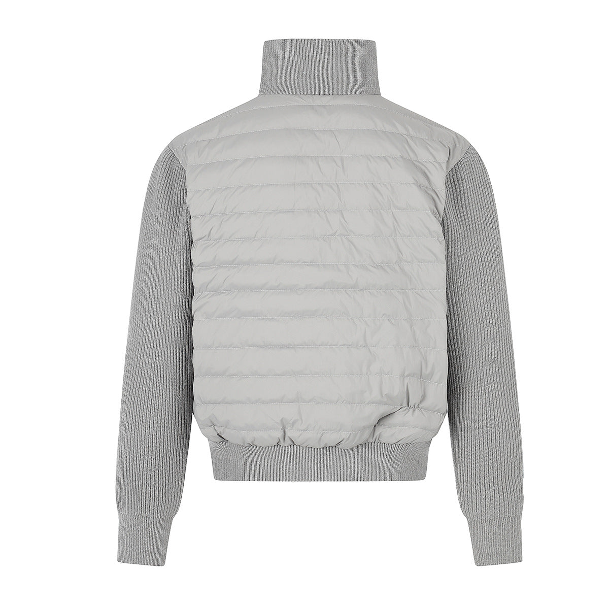 Gesteppte Puffer-Hybridjacke – Strickärmel und Stehkragen
