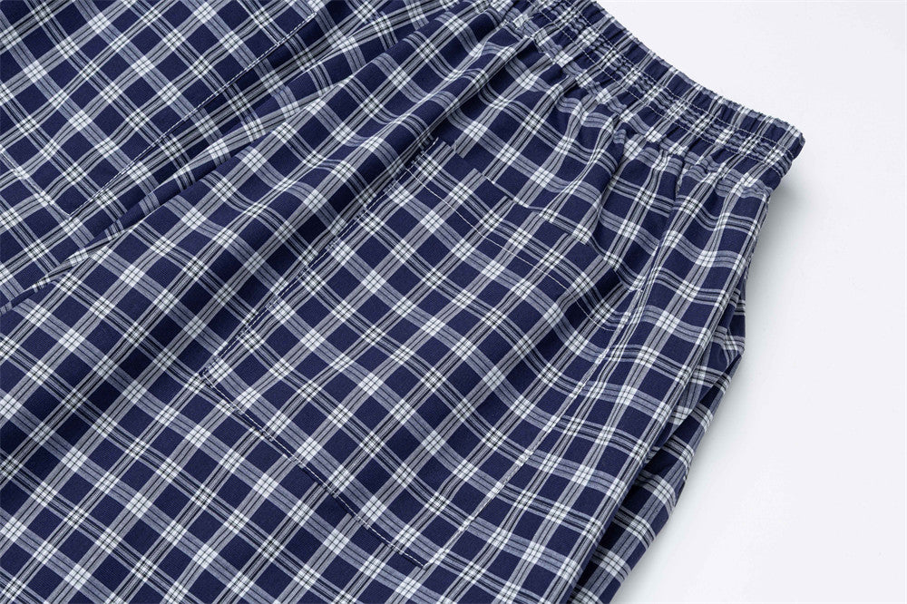 Plaid Wide-Leg Pants with Apron Overlay – Relaxed Fit Japanese Streetwear