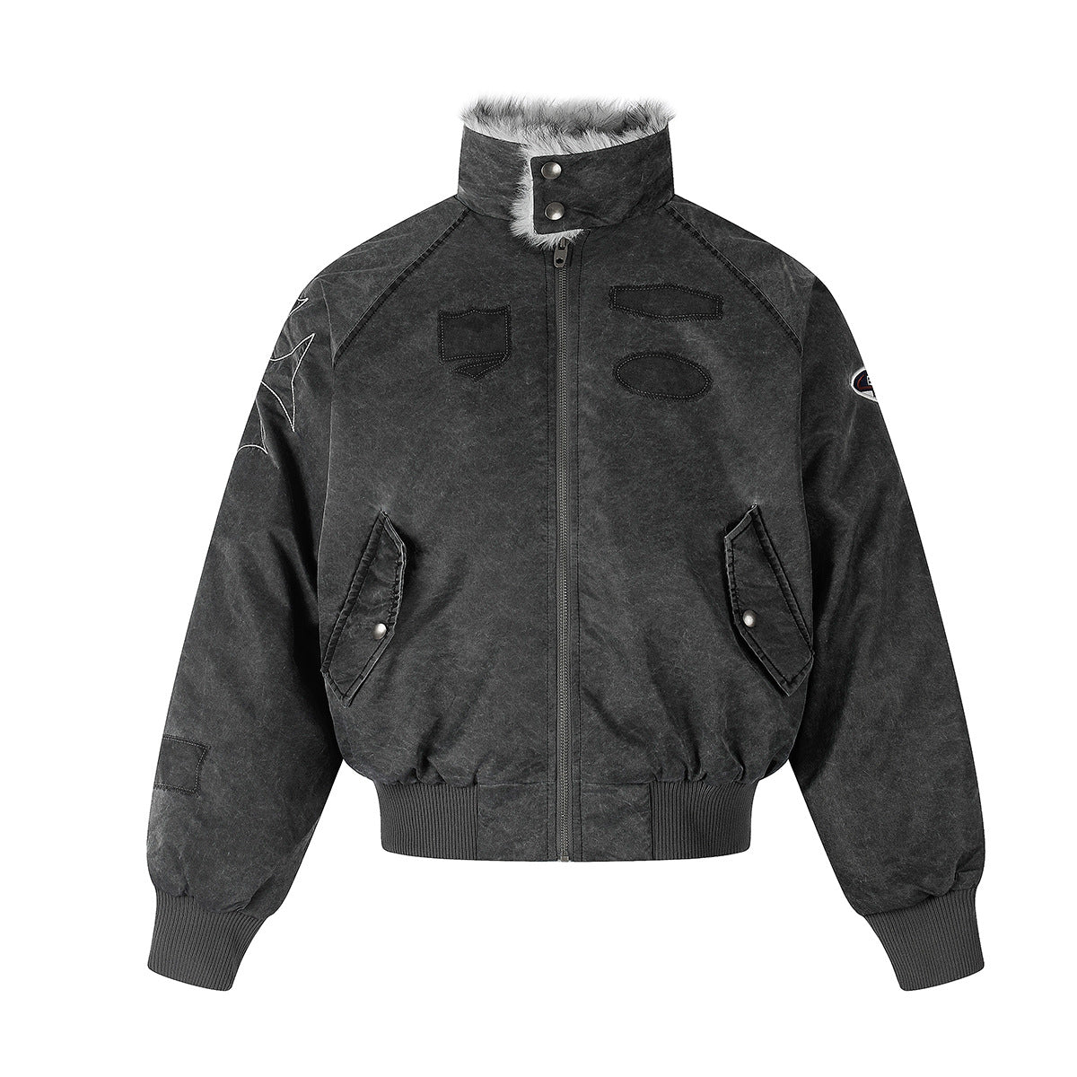 Men's Padded Bomber Jacket with Faux Fur Collar – Oversized Flight Jacket
