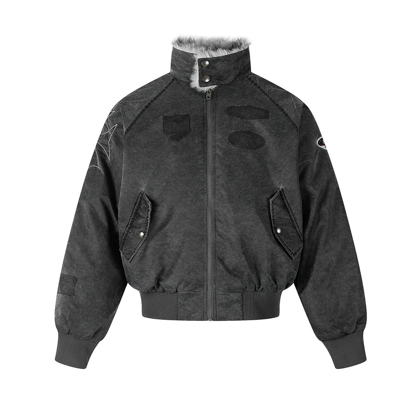 Men's Padded Bomber Jacket with Faux Fur Collar – Oversized Flight Jacket