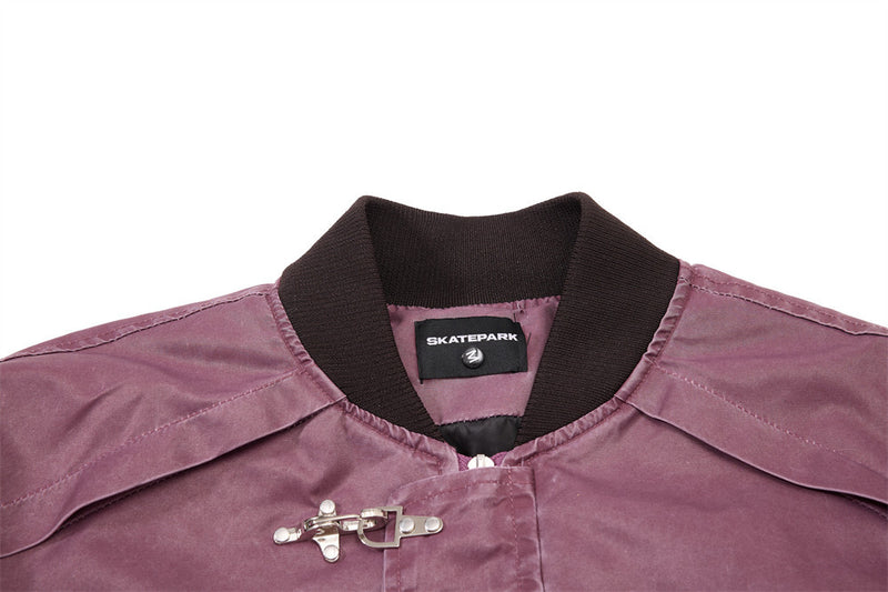 Bomber Jacket for Men – Washed Oversized Fit with Metal Clasp & Pleated Sleeves
