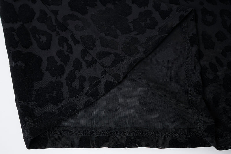 Leopard Print Turtleneck Long Sleeve Slim-Fit Shirt