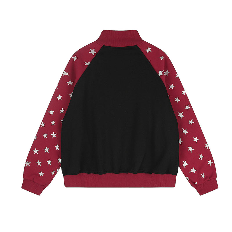 Veste de survêtement zippée color block à étoiles et manches rayées