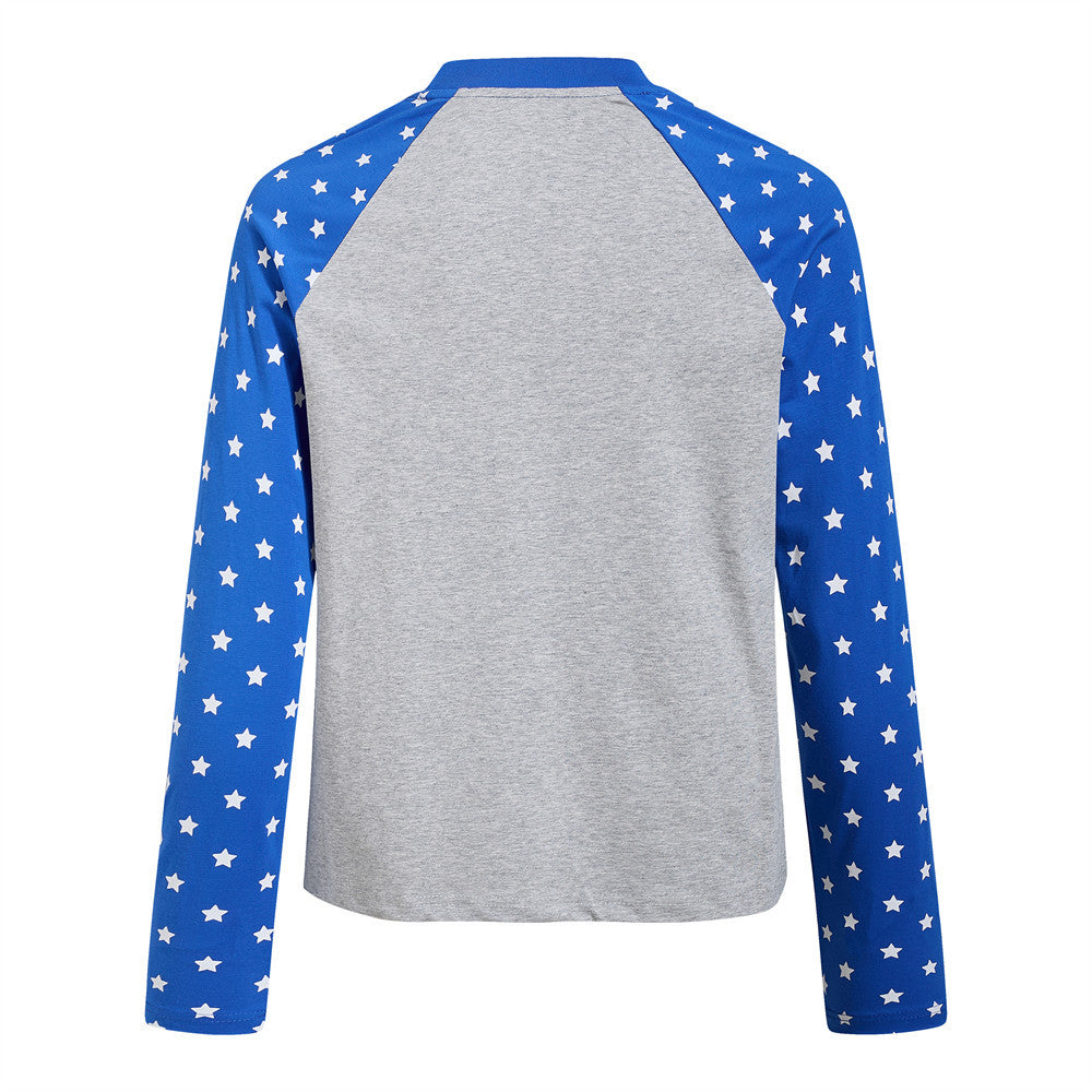 Men's Long Sleeve Raglan T-Shirt – Star Print Colorblock Graphic Tee