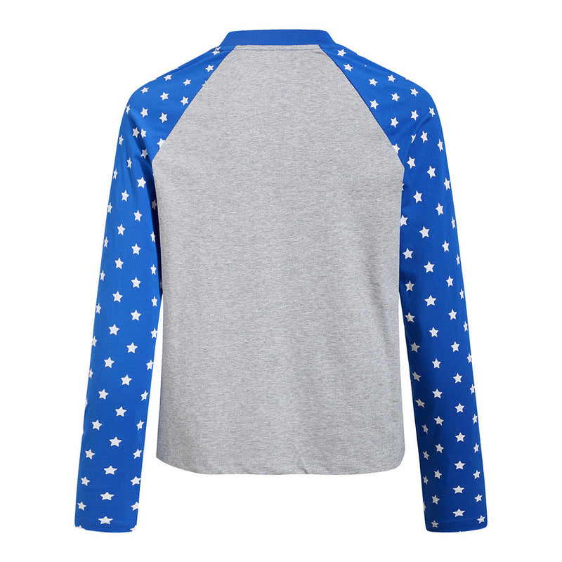 Men's Long Sleeve Raglan T-Shirt – Star Print Colorblock Graphic Tee