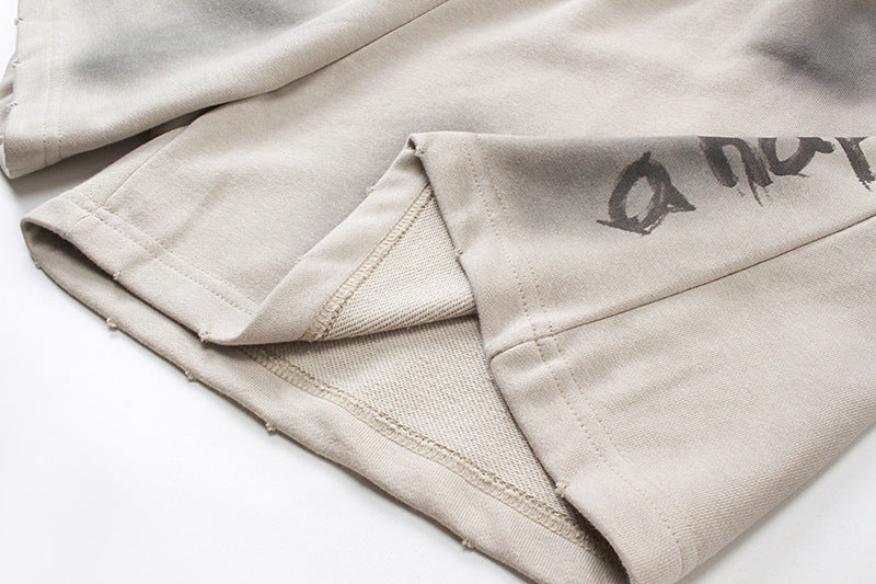 Herren Baggy Shorts im 90er-Stil – gewaschene Graphic-Sweatshorts mit Relaxed Fit und fünf Taschen