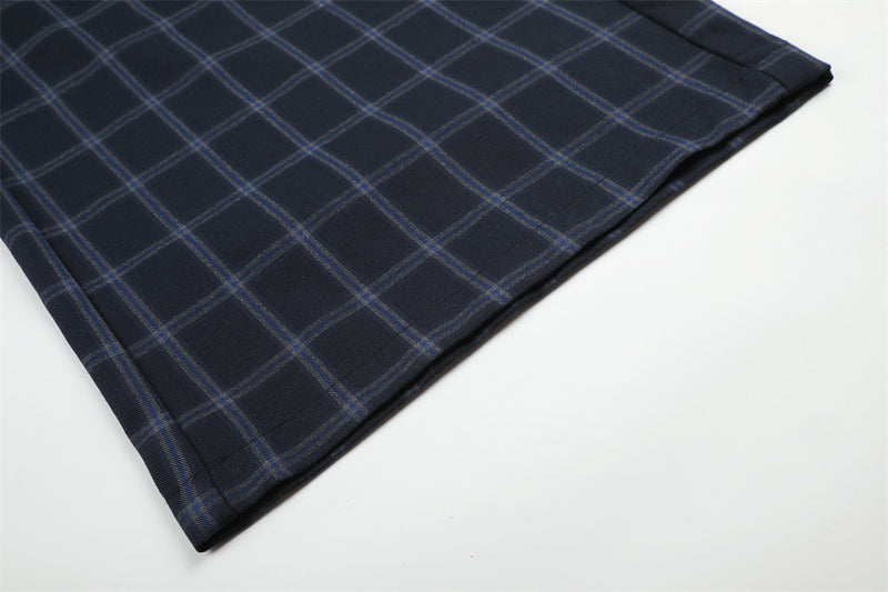 Wide-Leg Plaid Trousers – Men's High-Street Button-Fly Straight Pants