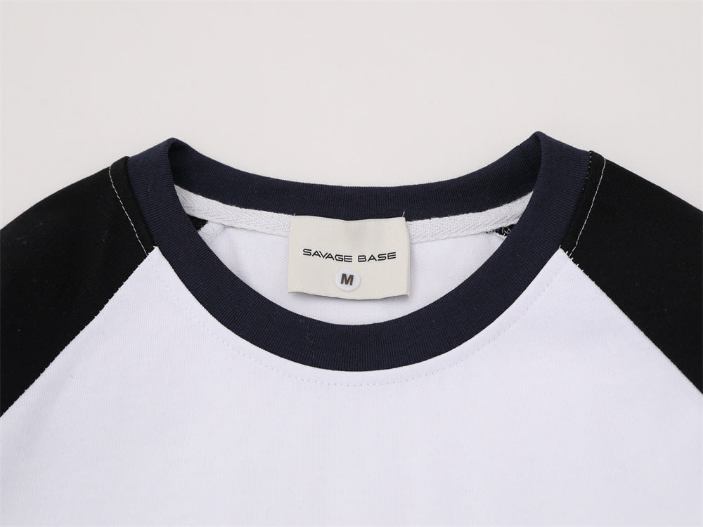 Men's Colorblock Raglan Long Sleeve Tee with Graphic Sleeve Print