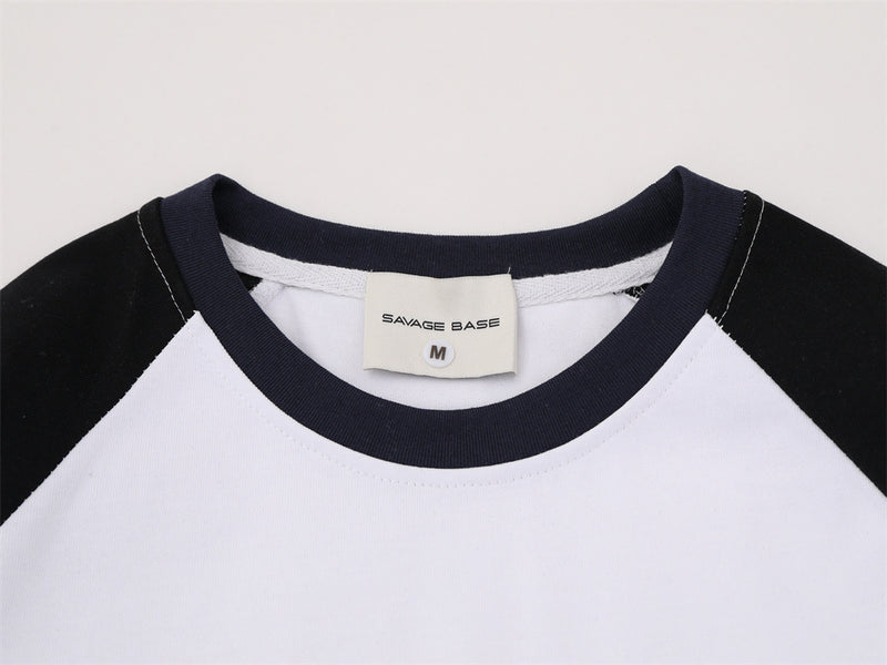 Men's Colorblock Raglan Long Sleeve Tee with Graphic Sleeve Print