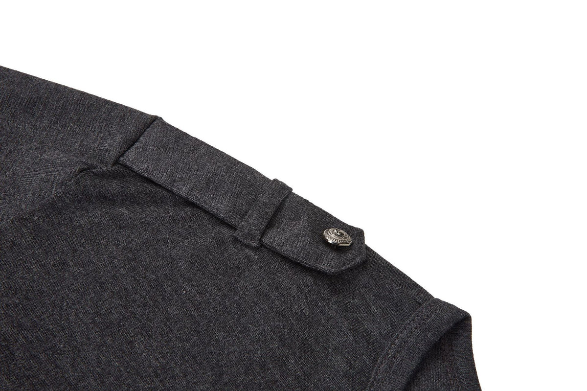 Men's Military-Style Henley Long Sleeve Shirt with Chest Pockets & Epaulettes
