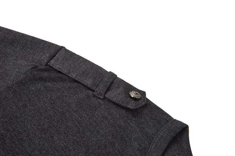 Men's Military-Style Henley Long Sleeve Shirt with Chest Pockets & Epaulettes