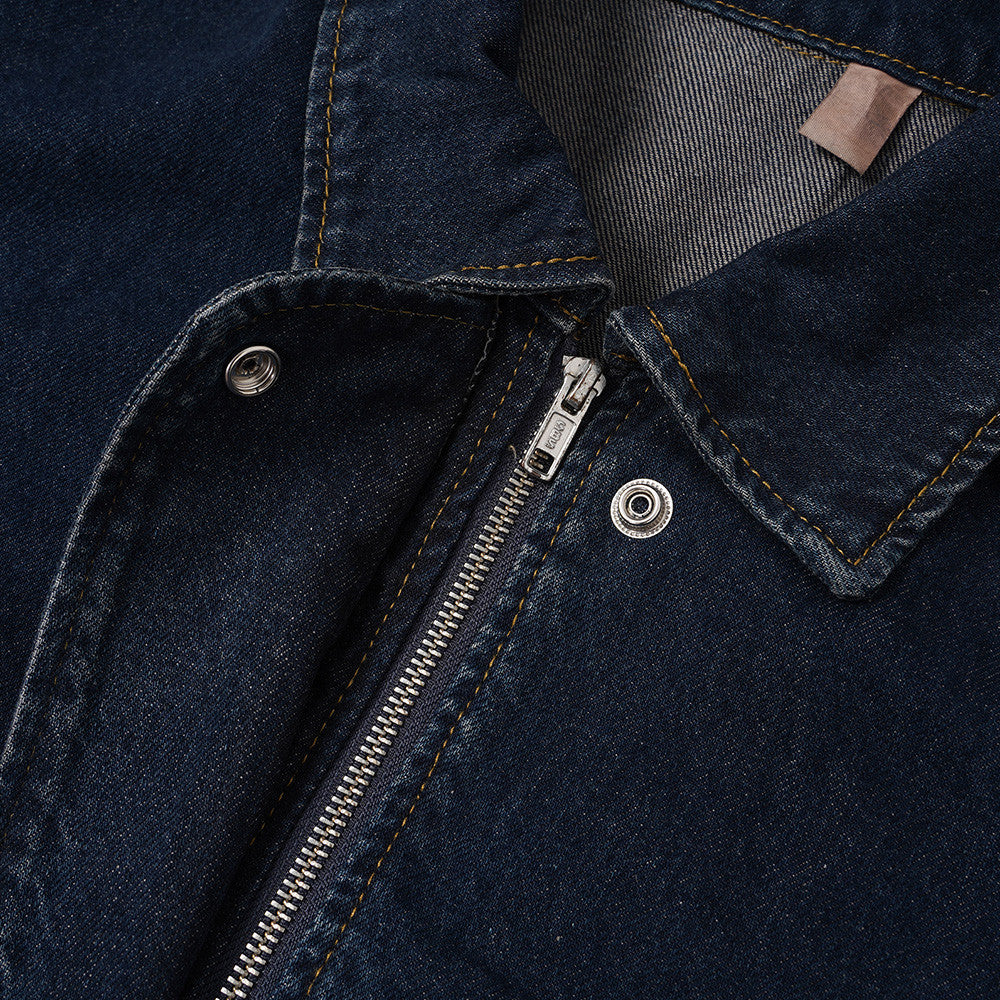 Veste en jean oversize délavée foncée – Veste streetwear à col et boutons-pression