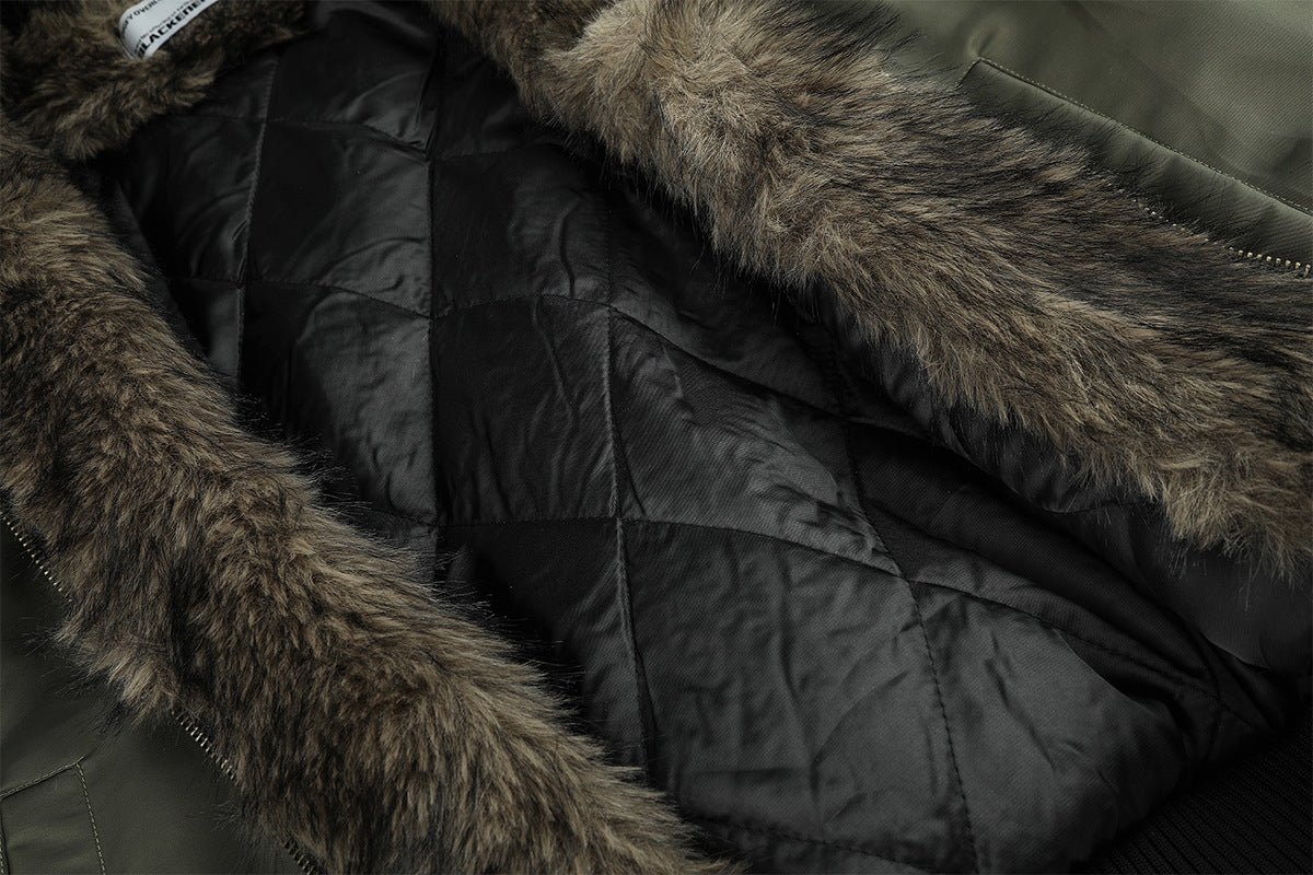 Bomber Jacket with Hoodie Faux Fur Lined Flight Jacket