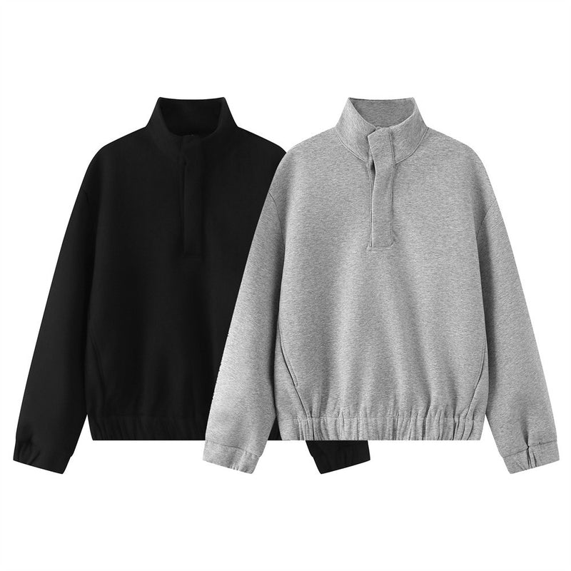 Sweat-shirt homme à col montant et quart de zip – Coupe oversize