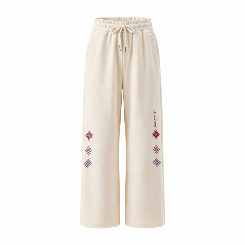 Men's Wide-Leg Sweatpants with Aztec Geometric Print