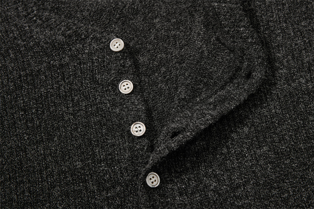 Men's Ribbed Knit Henley Sweater – Long Sleeve, Relaxed Fit