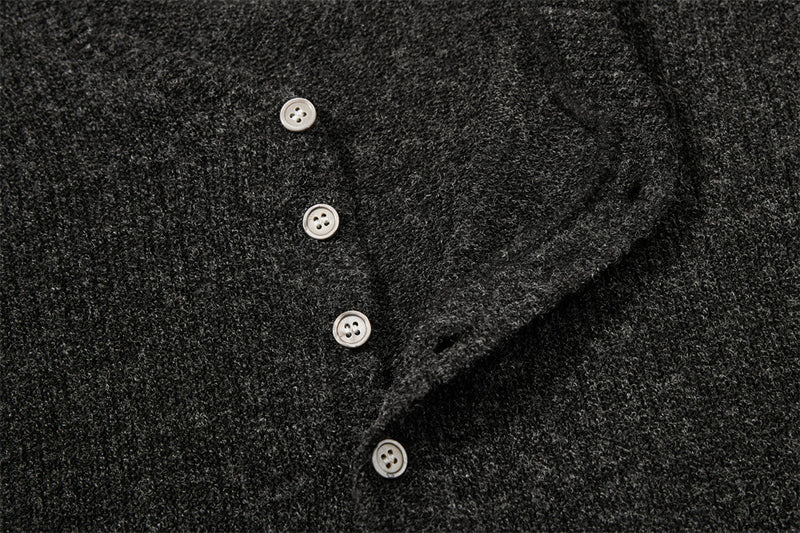 Men's Ribbed Knit Henley Sweater – Long Sleeve, Relaxed Fit
