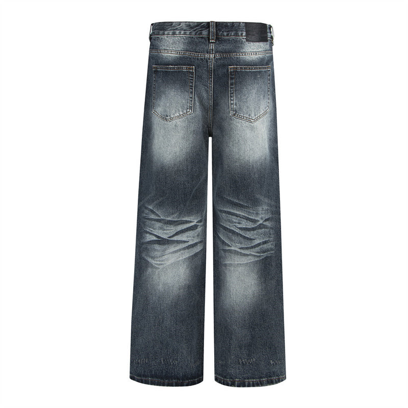 Jean gris baggy homme – Denim vintage délavé à jambes larges et effet usé