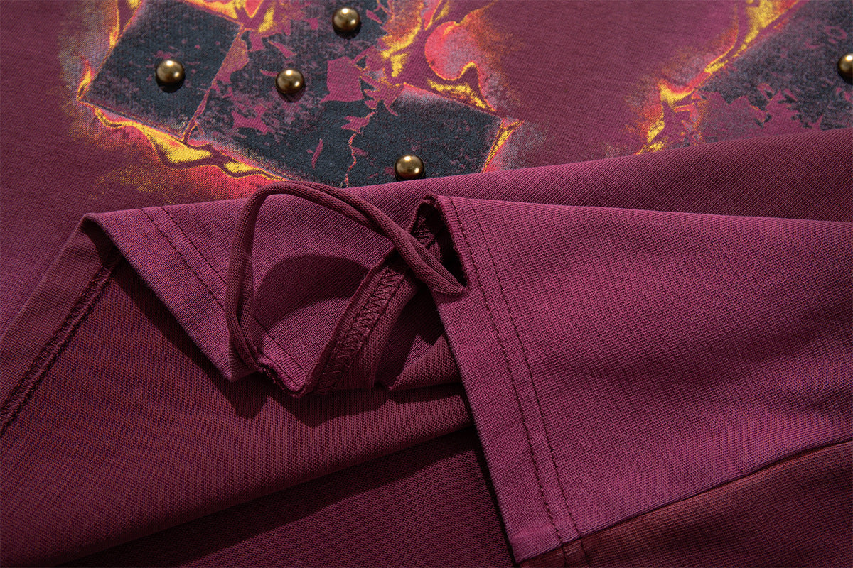 T-shirt manches longues effet superposé Flame 17 – Bas délavé, clous