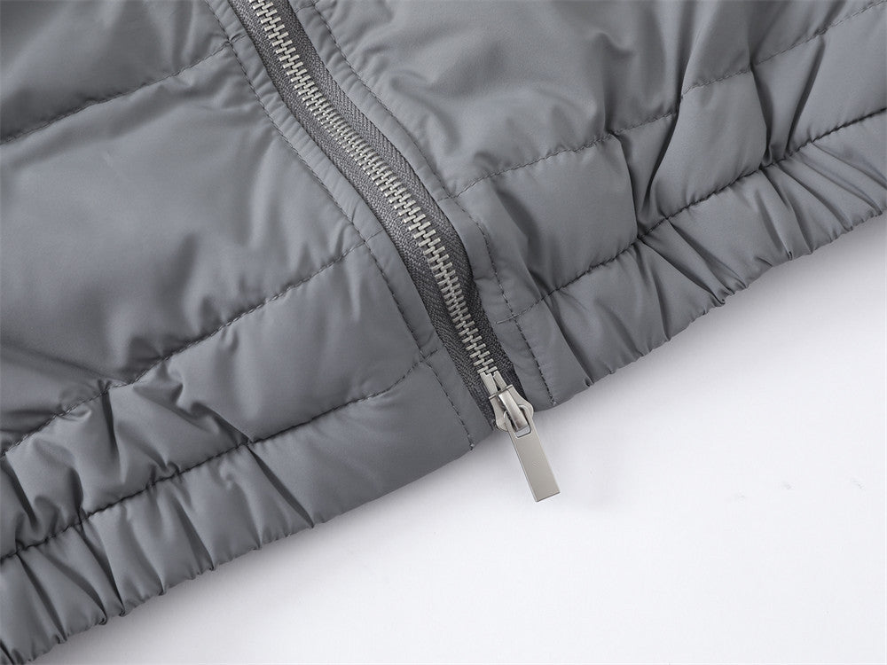 Herren-Hybrid-Pufferjacke mit Fleeceärmeln, Stehkragen und Doppelzipper