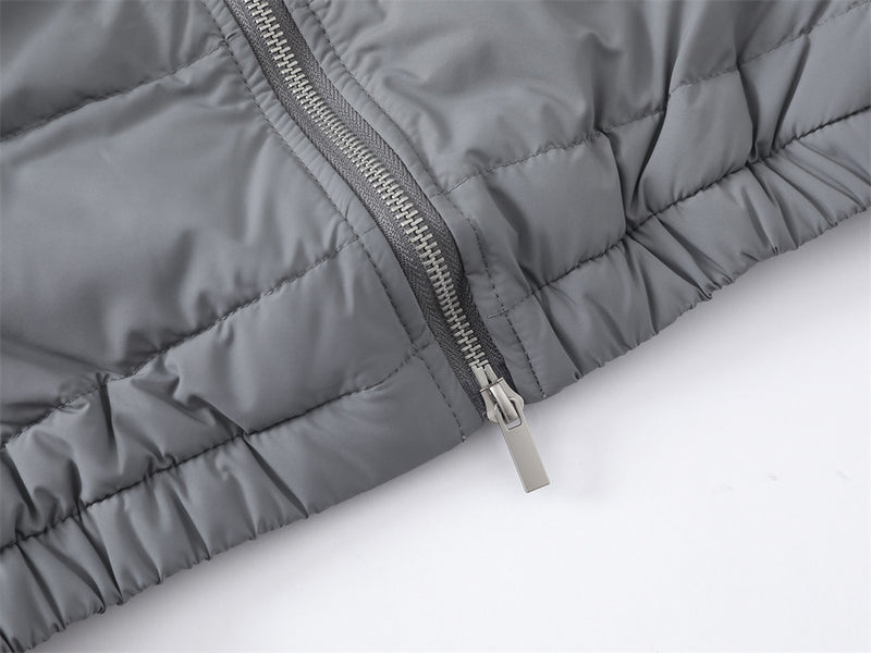 Herren-Hybrid-Pufferjacke mit Fleeceärmeln, Stehkragen und Doppelzipper