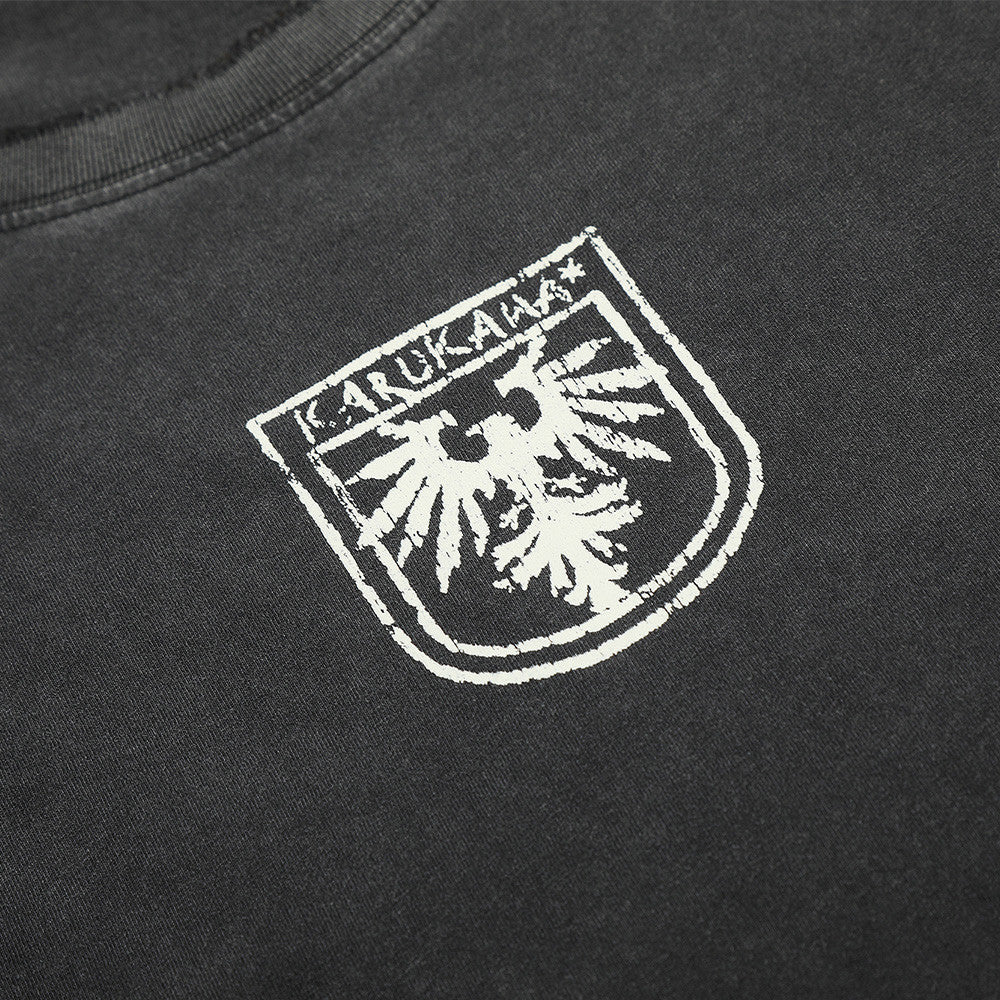 Karukama Eagle Crest Washed Long-Sleeve Tee – Distressed Graphic Black