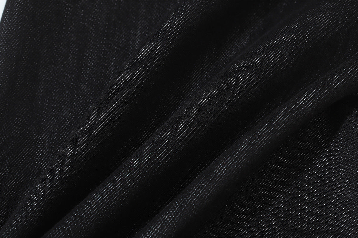 Wide-Leg Baggy Black Jeans with Safety Pin Closures – Streetwear Barrel Fit