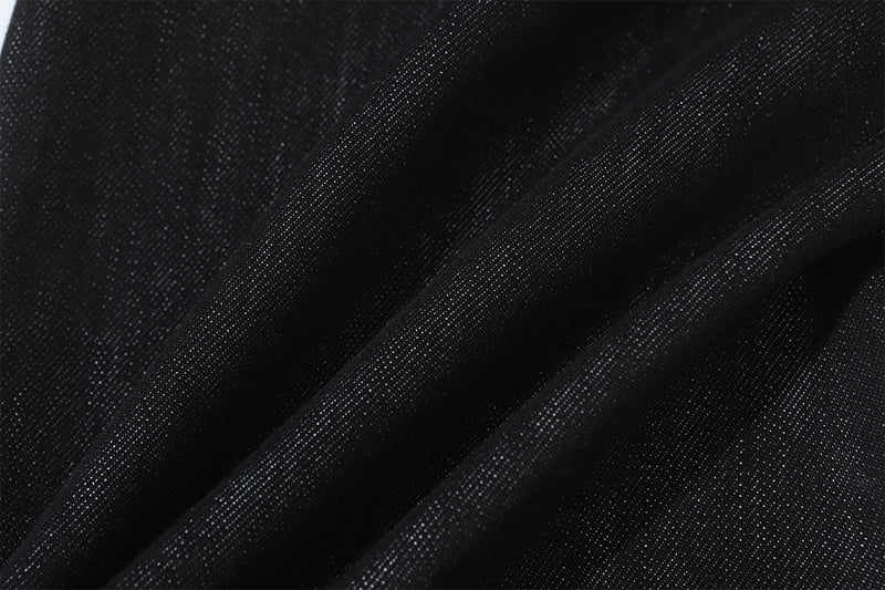 Wide-Leg Baggy Black Jeans with Safety Pin Closures – Streetwear Barrel Fit