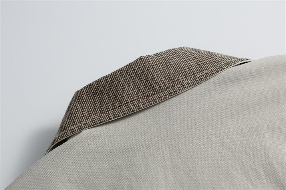 Men's Bomber Jacket with Houndstooth Collar & Pleated Sleeves