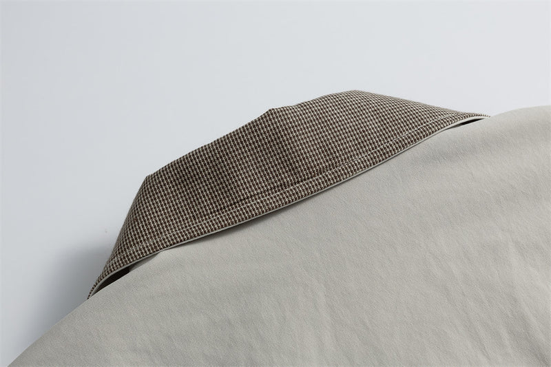 Men's Bomber Jacket with Houndstooth Collar & Pleated Sleeves