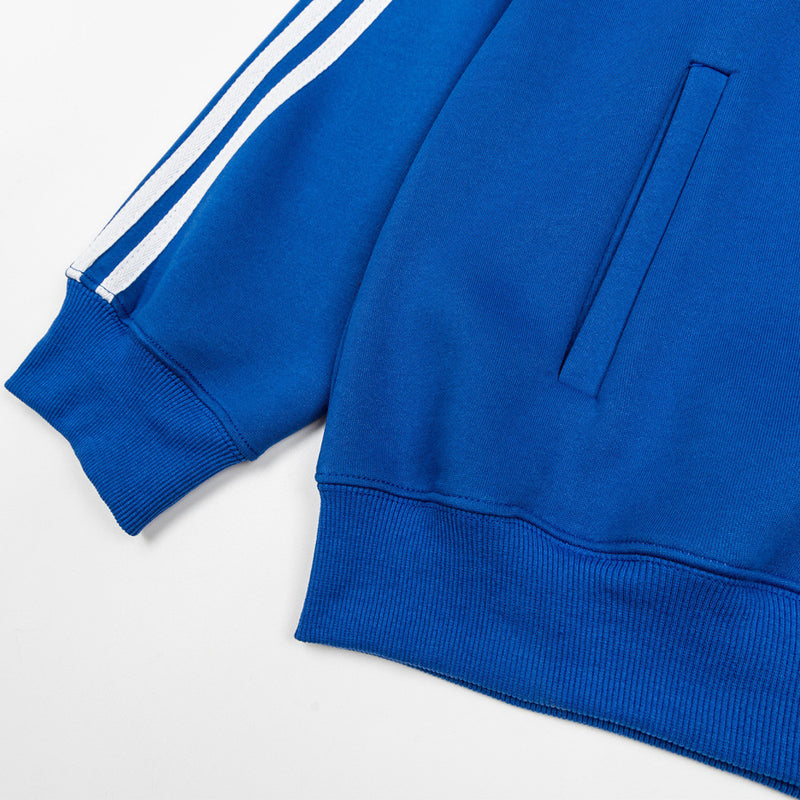 Men's Zip-Up Track Jacket with Stripe Sleeves and Crest Badge