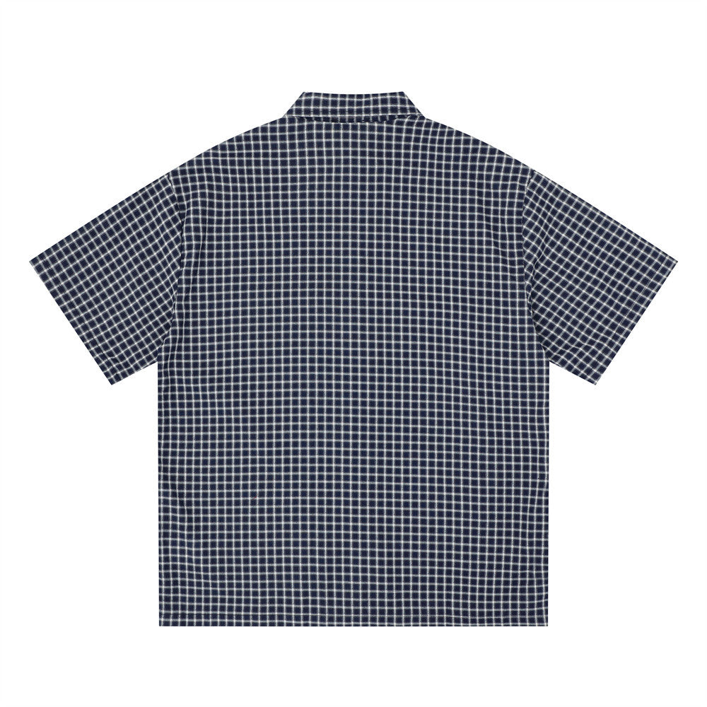 Plaid Check Short Sleeve Shirt – Oversized Streetwear with Script Print
