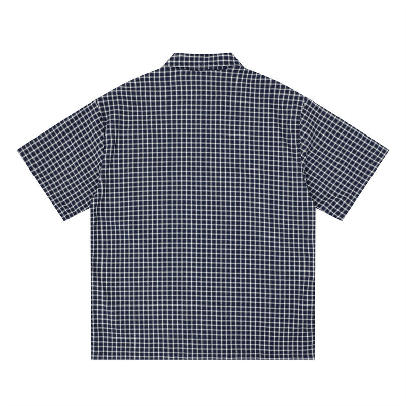Plaid Check Short Sleeve Shirt – Oversized Streetwear with Script Print