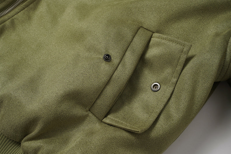Bomber en suédine avec capuche en fausse fourrure – Manteau d’hiver oversize