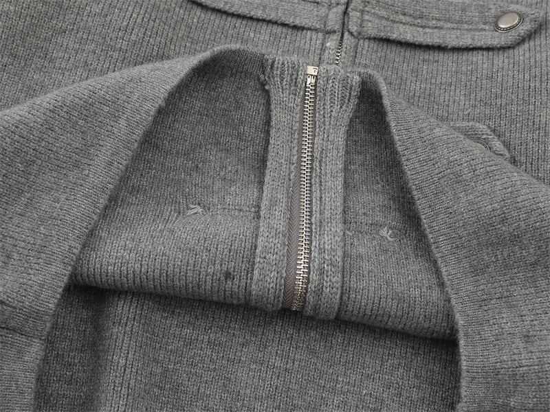 Veste en maille zippée d’inspiration militaire – Cardigan oversize à col montant avec