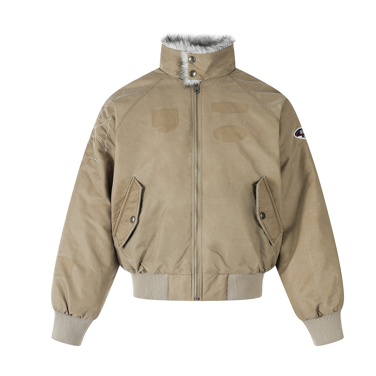 Men's Padded Bomber Jacket with Faux Fur Collar – Oversized Flight Jacket