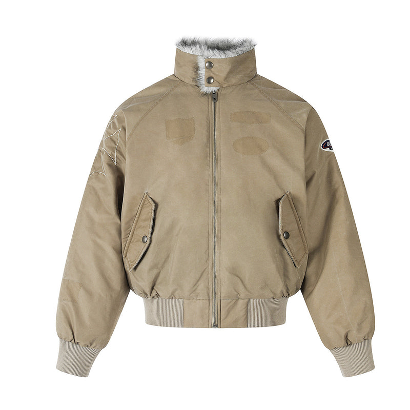 Men's Padded Bomber Jacket with Faux Fur Collar – Oversized Flight Jacket